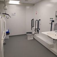 interior of an accessible toilet with child changing facilities