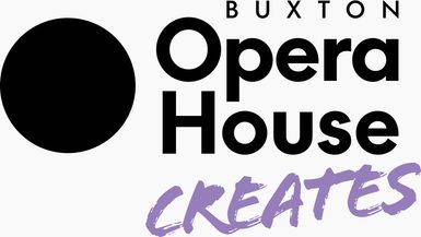BOH Creates logo with Buxton Opera House logo in black and Creates in purple