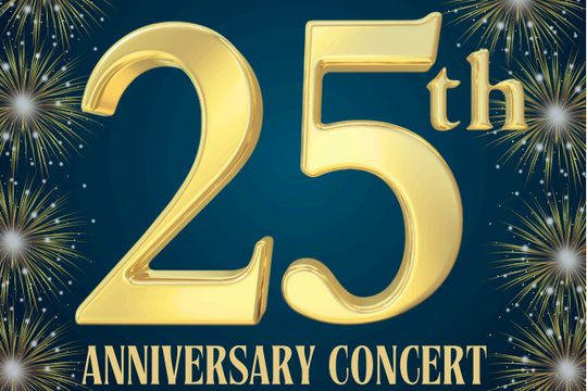 Gold fireworks in a dark blue background.