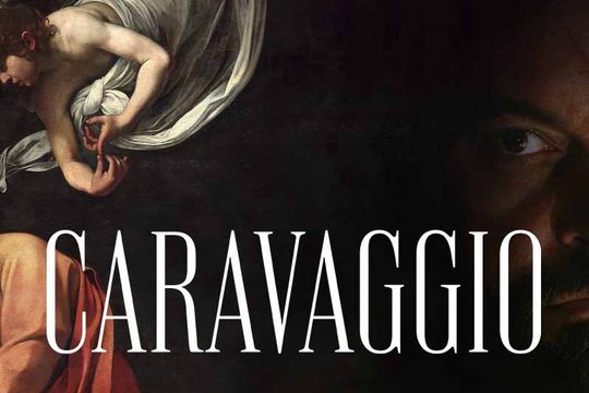 Title of the film with various figures from his paintings.