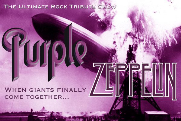 A zeppelin on a purple background.