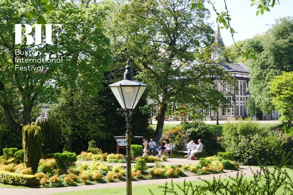 The Buxton Pavilion Gardens in the sun.