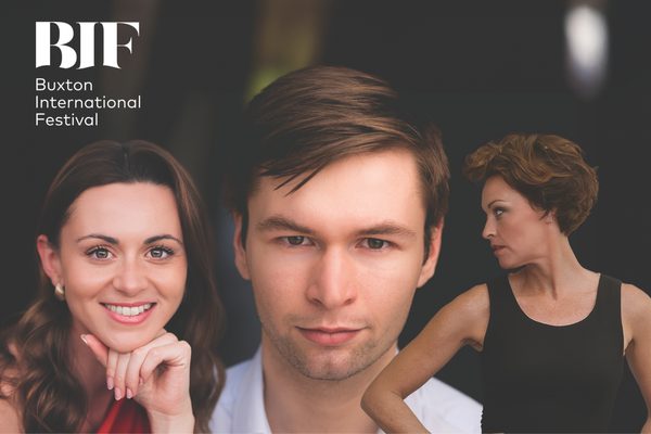 Three people pose a man in the middle with brown hair looks serious while to woman too his left smiles wth a hand under her chin. To his right an image of a woman with short brown hair and a black vest top looks to this side.