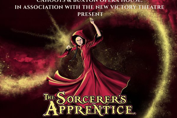 Illustrated girl with dark hair and red cape casts a magical spell. Text: The Sorcerer's Apprentice