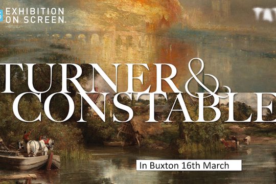 A painting of a shoreline covered in trees.