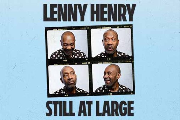 Four images of Lenny Henry in a black and white spotty shirt. He is pulling different faces in each picture.
