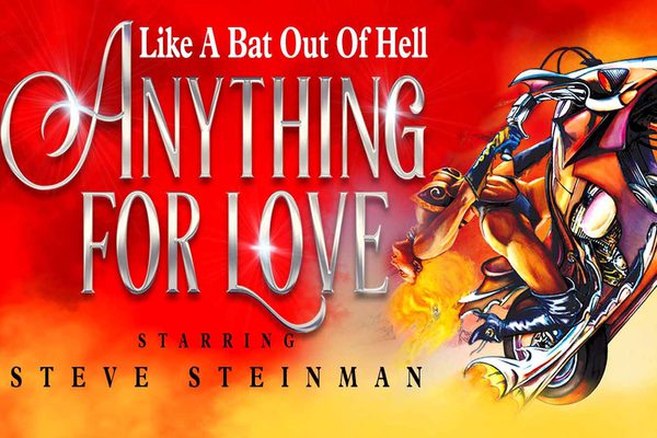 A woman riding a motorcycle next to the title of the show. The background is red and yellow.