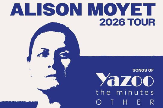 Blue and white drawing-style image of Alison Moyet.